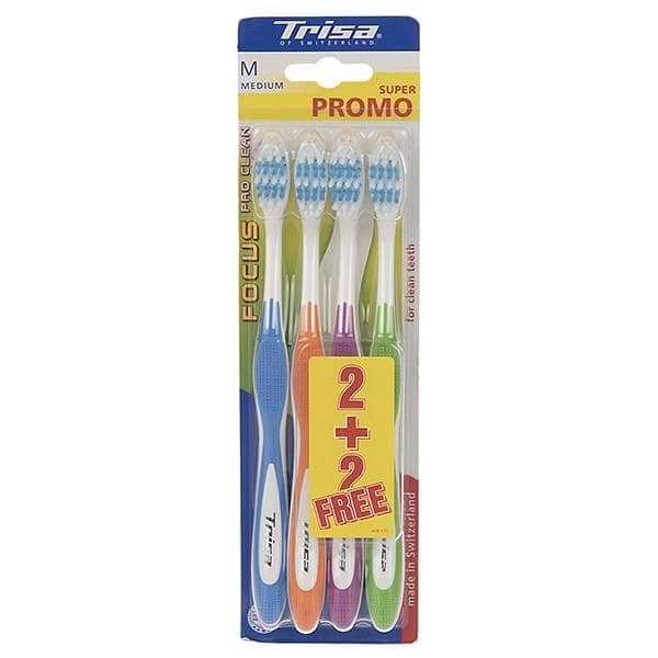 مسواک تریزا مدل Focus Pro Clean با برس متوسط 4عددی